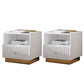 Modern Accent Table Nightstand Stone Drawer Storage Bedside Cabinet with Legs 16"L x 16"W x 19"H Off-White 2 Piece Set Clearhalo 'Bedroom Furniture' 'furn' 'furn_night_stand' 'Furniture' 'night_stand' 'Nightstands' 7244453