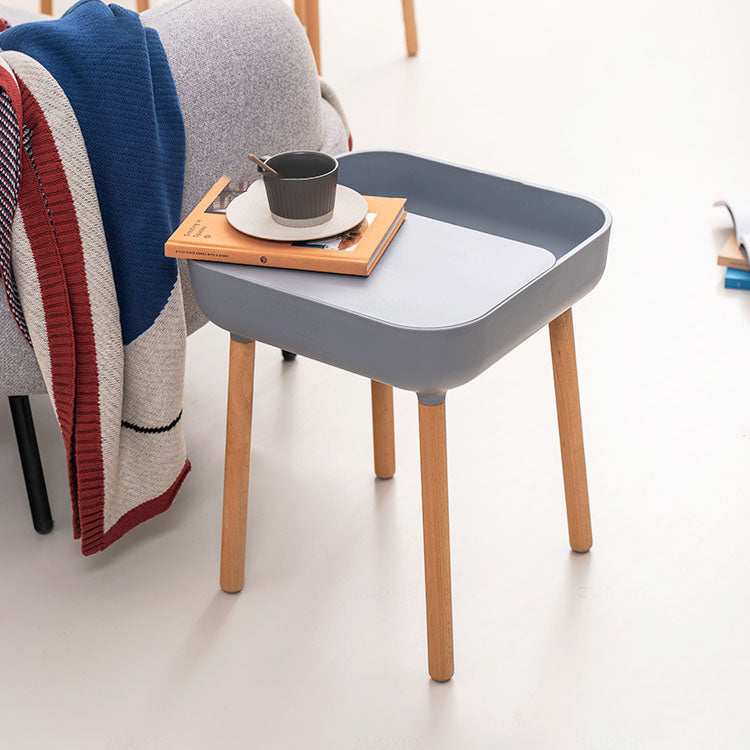 Square Accent Side Table Solid Wood 4 Legs Side End Snack Table with Shelf Clearhalo 'Coffee & Accent Tables' 'End & Side Tables' 'end_side_tables' 'furn' 'furn_end_side_tables' 'Furniture' 'Living Room Furniture' 7244478