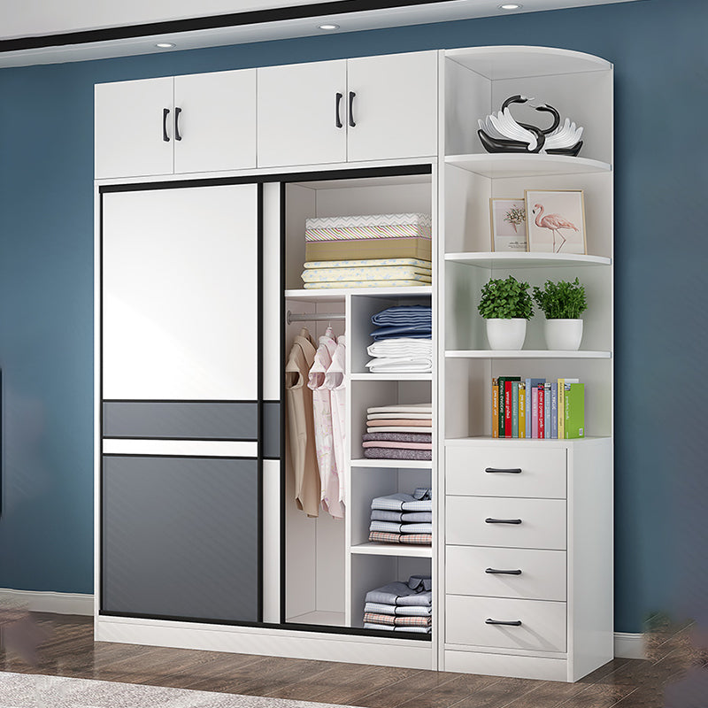 Weiße Holzrahmen Garderobe freistehende Garderobe Armoire mit Regalen