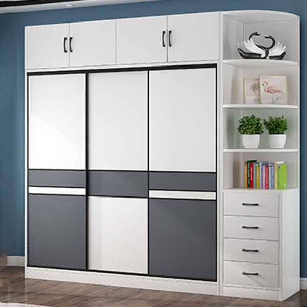 Weiße Holzrahmen Garderobe freistehende Garderobe Armoire mit Regalen