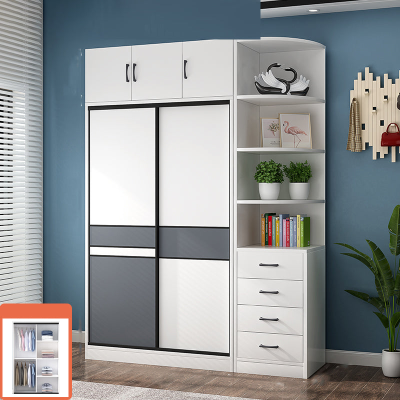 Weiße Holzrahmen Garderobe freistehende Garderobe Armoire mit Regalen