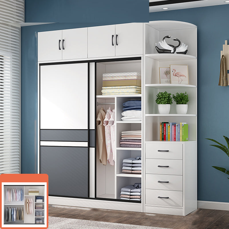 Weiße Holzrahmen Garderobe freistehende Garderobe Armoire mit Regalen