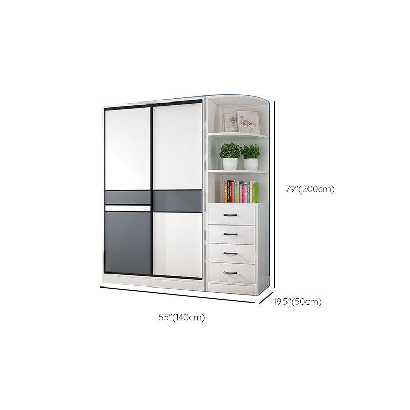 Weiße Holzrahmen Garderobe freistehende Garderobe Armoire mit Regalen