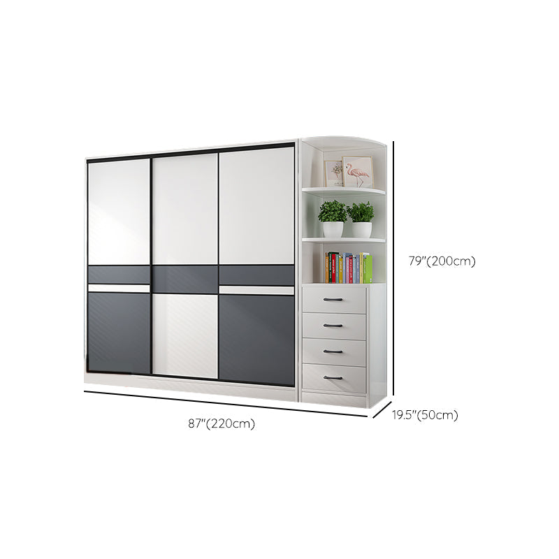 Weiße Holzrahmen Garderobe freistehende Garderobe Armoire mit Regalen