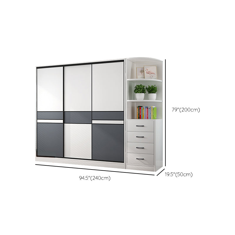 Weiße Holzrahmen Garderobe freistehende Garderobe Armoire mit Regalen