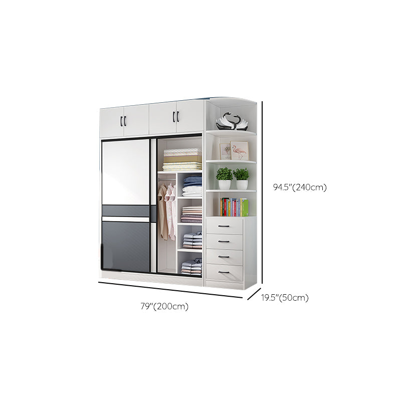 Weiße Holzrahmen Garderobe freistehende Garderobe Armoire mit Regalen