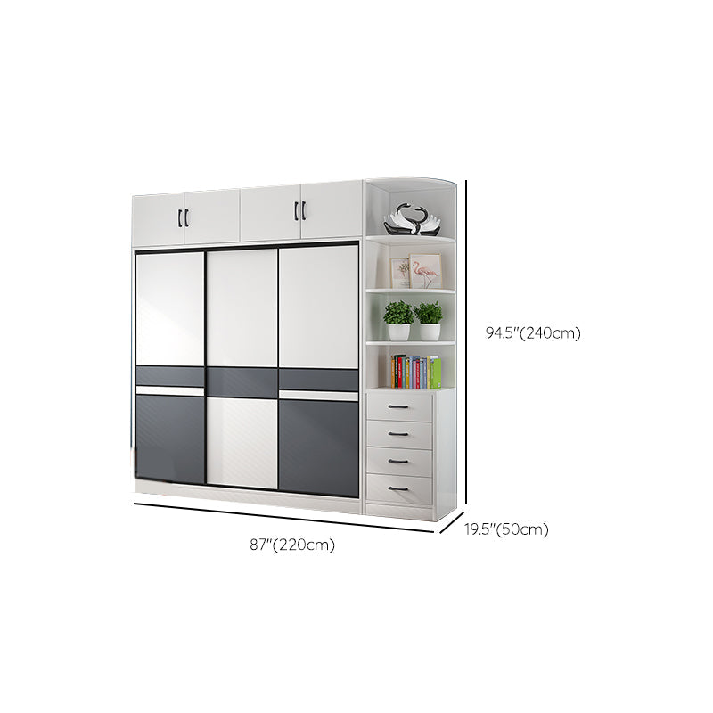 Weiße Holzrahmen Garderobe freistehende Garderobe Armoire mit Regalen