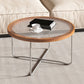 Round Glass Top Coffee Table Set Frame Cocktail Table with Wood Accent 27.5"L x 27.5"W x 15"H Silver Clear Clearhalo 'Coffee & Accent Tables' 'Coffee Tables' 'coffee_tables' 'furn' 'furn_coffee_tables' 'Furniture' 'Living Room Furniture' 7250167
