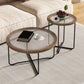 Round Glass Top Coffee Table Set Frame Cocktail Table with Wood Accent 28"L x 28"W x 15"H+18"L x 18"W x 20"H Black Clear Clearhalo 'Coffee & Accent Tables' 'Coffee Tables' 'coffee_tables' 'furn' 'furn_coffee_tables' 'Furniture' 'Living Room Furniture' 7250173