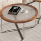 Round Glass Top Coffee Table Set Frame Cocktail Table with Wood Accent Clearhalo 'Coffee & Accent Tables' 'Coffee Tables' 'coffee_tables' 'furn' 'furn_coffee_tables' 'Furniture' 'Living Room Furniture' 7250174