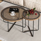 Round Glass Top Coffee Table Set Frame Cocktail Table with Wood Accent Clearhalo 'Coffee & Accent Tables' 'Coffee Tables' 'coffee_tables' 'furn' 'furn_coffee_tables' 'Furniture' 'Living Room Furniture' 7250178