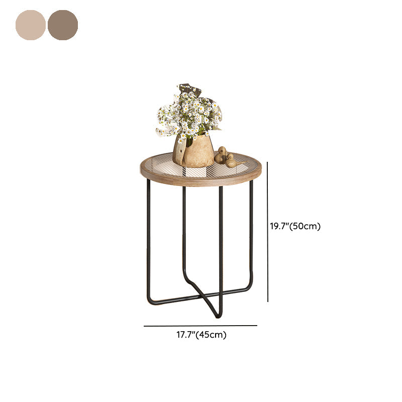 Round Glass Top Coffee Table Set Frame Cocktail Table with Wood Accent Clearhalo 'Coffee & Accent Tables' 'Coffee Tables' 'coffee_tables' 'furn' 'furn_coffee_tables' 'Furniture' 'Living Room Furniture' 7250180