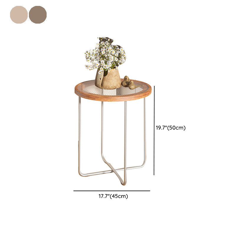 Round Glass Top Coffee Table Set Frame Cocktail Table with Wood Accent Clearhalo 'Coffee & Accent Tables' 'Coffee Tables' 'coffee_tables' 'furn' 'furn_coffee_tables' 'Furniture' 'Living Room Furniture' 7250181