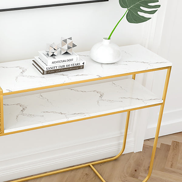 Tavolo console in marmo glam rettangolo bianco tavolo accento per la sala