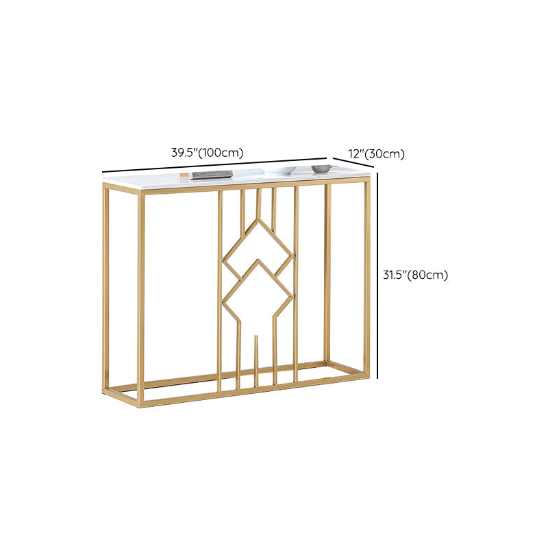 Tavolo console in marmo glam rettangolo bianco tavolo accento per la sala