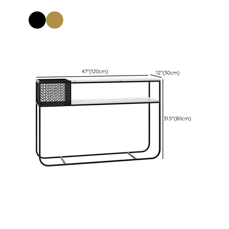 Tavolo console in marmo glam rettangolo bianco tavolo accento per la sala