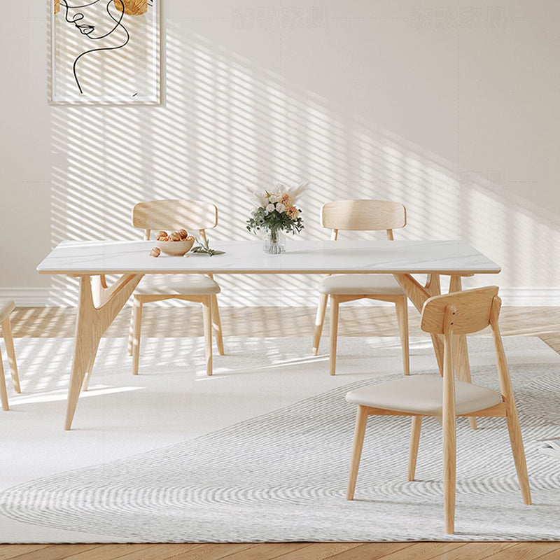 モダンなダイニングテーブルセットウッドベースのキッチン家具セット付き1/4/7ピース