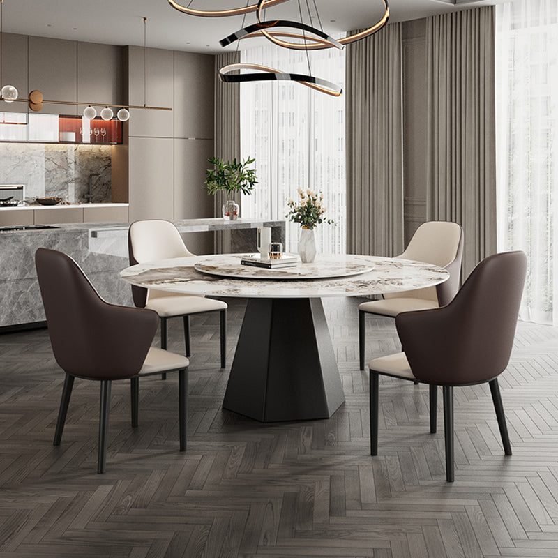 Round Dining Table Set 1/5/7 Pieces with Metal Base Kitchen Furniture Set