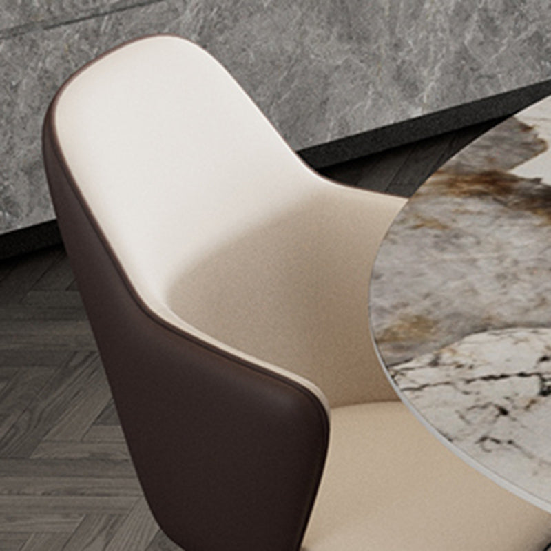 Round Dining Table Set 1/5/7 Pieces with Metal Base Kitchen Furniture Set