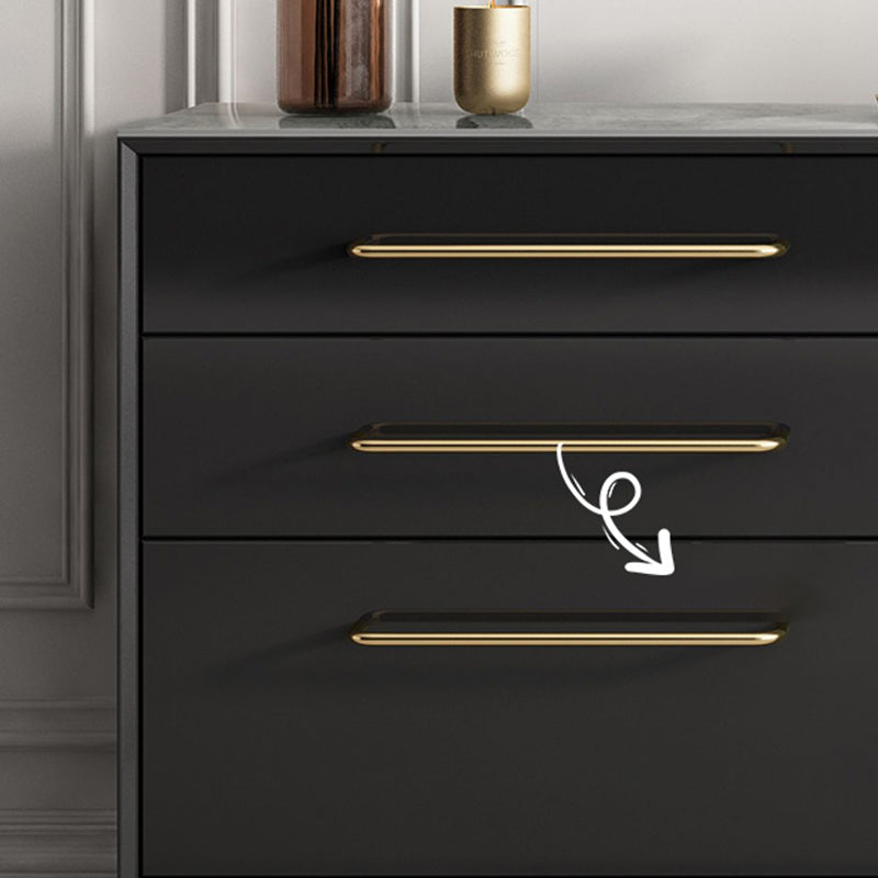 Armadietto contemporaneo per le porte del server da pranzo nero con cassetti