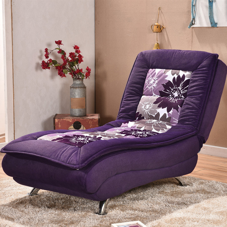 Modern Cotton Blend Lounge Chair Armless Adjustable Sleeper Chair Bed Dark Purple Clearhalo 'Chairs & Seating' 'Chaise Lounge' 'chaise_lounge' 'furn' 'furn_chaise_lounge' 'Furniture' 'Living Room Furniture' 7251334