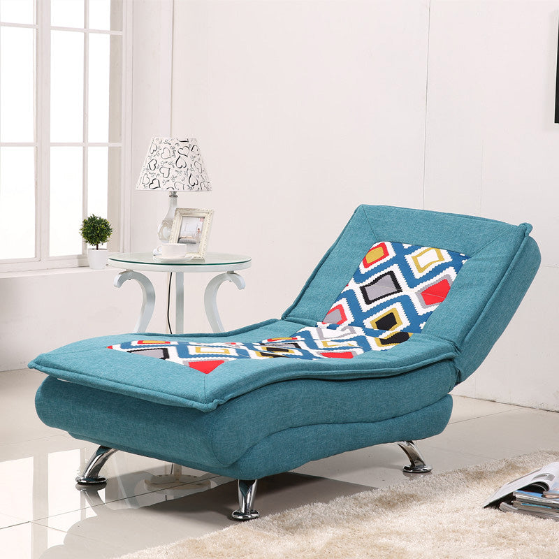 Modern Cotton Blend Lounge Chair Armless Adjustable Sleeper Chair Bed Lake Blue Clearhalo 'Chairs & Seating' 'Chaise Lounge' 'chaise_lounge' 'furn' 'furn_chaise_lounge' 'Furniture' 'Living Room Furniture' 7251344