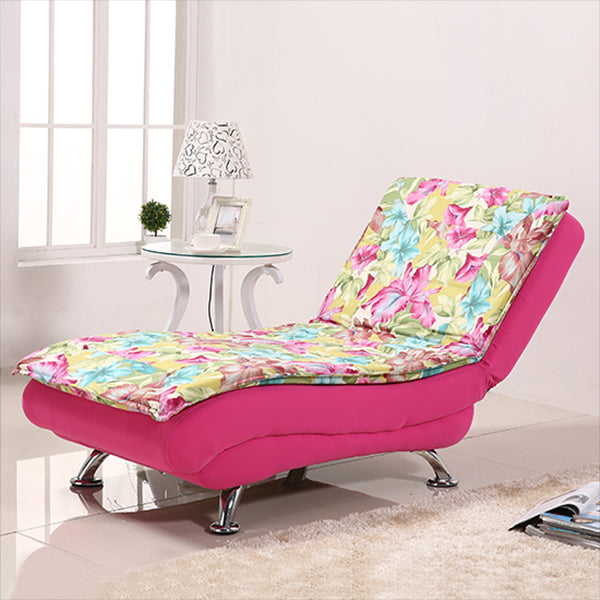 Modern Cotton Blend Lounge Chair Armless Adjustable Sleeper Chair Bed Pinkish Red Clearhalo 'Chairs & Seating' 'Chaise Lounge' 'chaise_lounge' 'furn' 'furn_chaise_lounge' 'Furniture' 'Living Room Furniture' 7251346