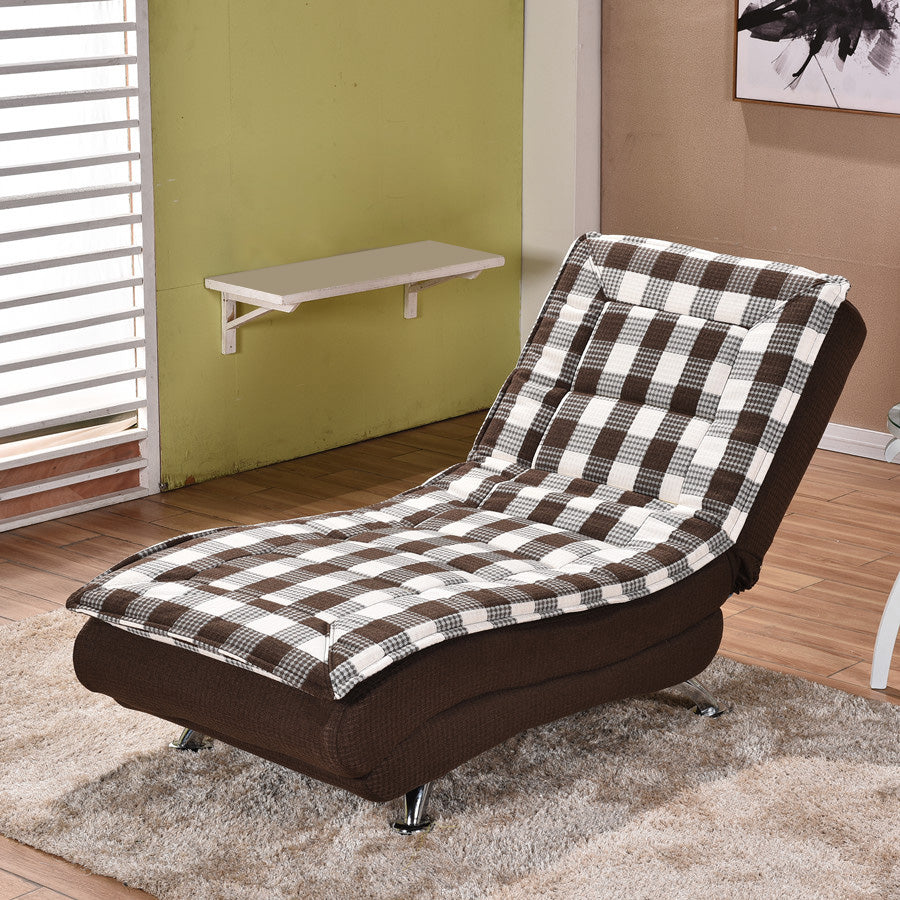 Modern Cotton Blend Lounge Chair Armless Adjustable Sleeper Chair Bed Beige Brown Clearhalo 'Chairs & Seating' 'Chaise Lounge' 'chaise_lounge' 'furn' 'furn_chaise_lounge' 'Furniture' 'Living Room Furniture' 7251348
