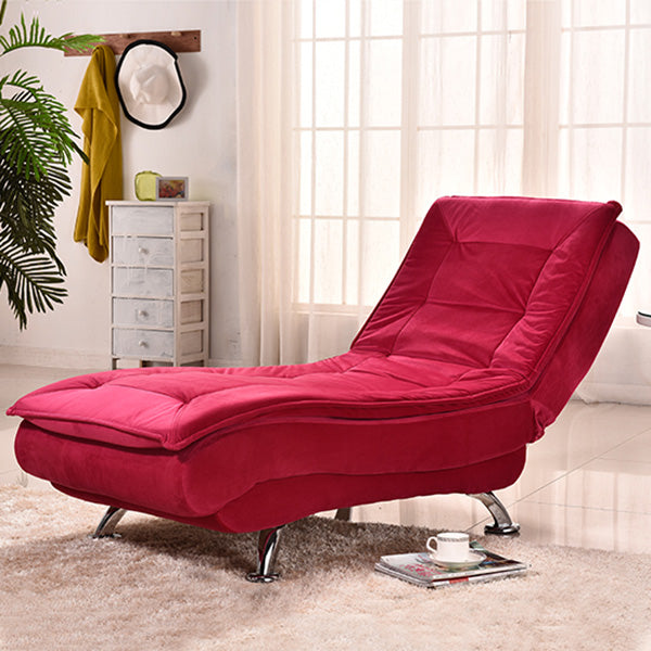 Modern Cotton Blend Lounge Chair Armless Adjustable Sleeper Chair Bed Rose Red Clearhalo 'Chairs & Seating' 'Chaise Lounge' 'chaise_lounge' 'furn' 'furn_chaise_lounge' 'Furniture' 'Living Room Furniture' 7251351