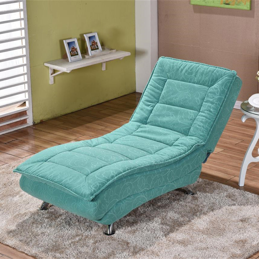 Modern Cotton Blend Lounge Chair Armless Adjustable Sleeper Chair Bed Sky Blue Clearhalo 'Chairs & Seating' 'Chaise Lounge' 'chaise_lounge' 'furn' 'furn_chaise_lounge' 'Furniture' 'Living Room Furniture' 7251354