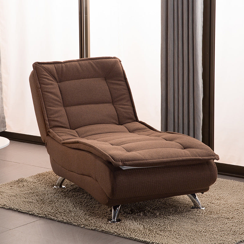 Modern Cotton Blend Lounge Chair Armless Adjustable Sleeper Chair Bed Coffee Clearhalo 'Chairs & Seating' 'Chaise Lounge' 'chaise_lounge' 'furn' 'furn_chaise_lounge' 'Furniture' 'Living Room Furniture' 7251356