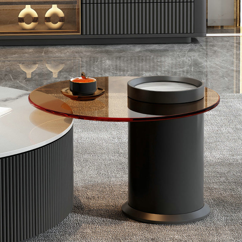 Slate Top Coffee Table Set Drum Cocktail Table with 2 Drawers Clearhalo 'Coffee & Accent Tables' 'Coffee Tables' 'coffee_tables' 'furn' 'furn_coffee_tables' 'Furniture' 'Living Room Furniture' 7251616