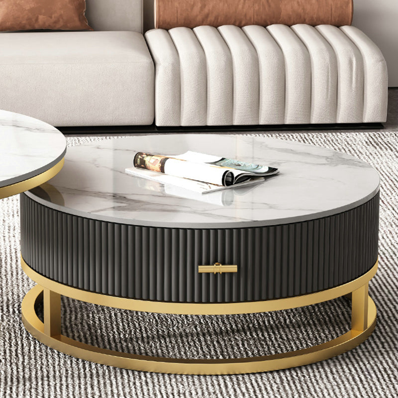 Slate Top Coffee Table Set Frame Cocktail Table with Drawers Clearhalo 'Coffee & Accent Tables' 'Coffee Tables' 'coffee_tables' 'furn' 'furn_coffee_tables' 'Furniture' 'Living Room Furniture' 7251629