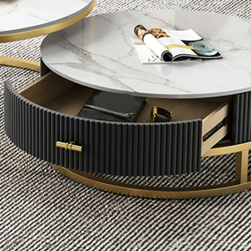 Slate Top Coffee Table Set Frame Cocktail Table with Drawers Clearhalo 'Coffee & Accent Tables' 'Coffee Tables' 'coffee_tables' 'furn' 'furn_coffee_tables' 'Furniture' 'Living Room Furniture' 7251633