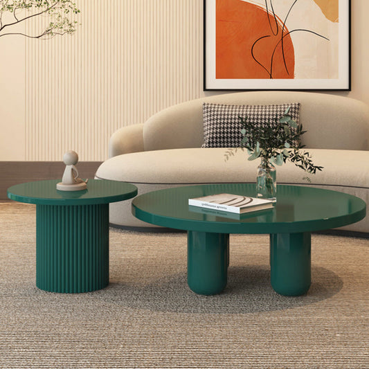 Contemporary Round Coffee Table Set Pedestal Wood Cocktail Table Clearhalo 'Coffee & Accent Tables' 'Coffee Tables' 'coffee_tables' 'furn' 'furn_coffee_tables' 'Furniture' 'Living Room Furniture' 7251640