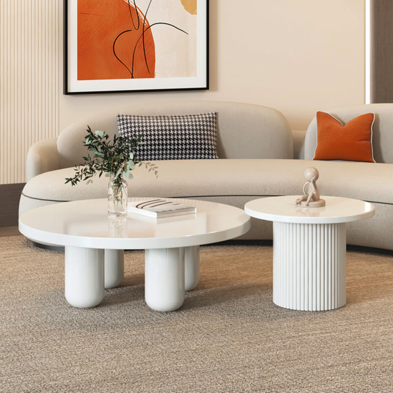 Contemporary Round Coffee Table Set Pedestal Wood Cocktail Table Clearhalo 'Coffee & Accent Tables' 'Coffee Tables' 'coffee_tables' 'furn' 'furn_coffee_tables' 'Furniture' 'Living Room Furniture' 7251641