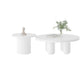 Contemporary Round Coffee Table Set Pedestal Wood Cocktail Table Cream Clearhalo 'Coffee & Accent Tables' 'Coffee Tables' 'coffee_tables' 'furn' 'furn_coffee_tables' 'Furniture' 'Living Room Furniture' 7251642