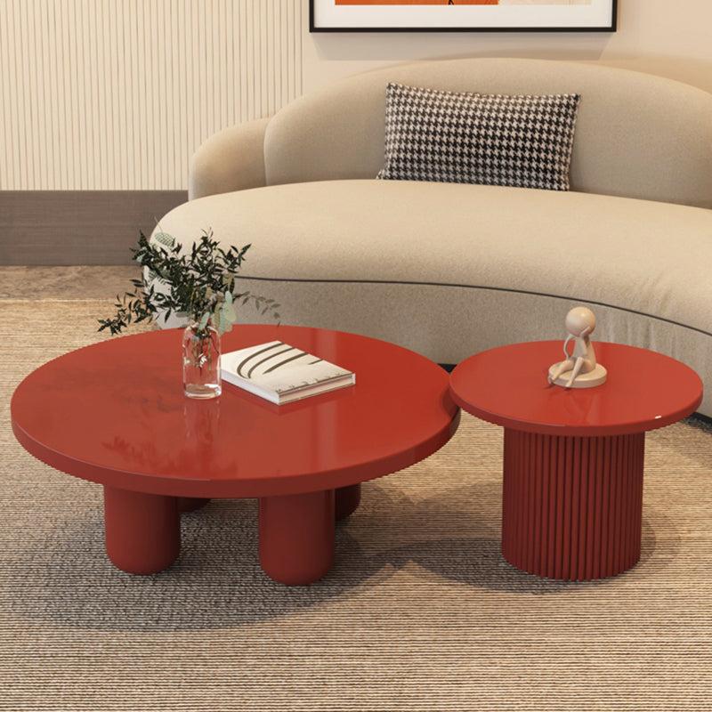 Contemporary Round Coffee Table Set Pedestal Wood Cocktail Table Clearhalo 'Coffee & Accent Tables' 'Coffee Tables' 'coffee_tables' 'furn' 'furn_coffee_tables' 'Furniture' 'Living Room Furniture' 7251643