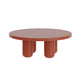 Contemporary Round Coffee Table Set Pedestal Wood Cocktail Table Red Clearhalo 'Coffee & Accent Tables' 'Coffee Tables' 'coffee_tables' 'furn' 'furn_coffee_tables' 'Furniture' 'Living Room Furniture' 7251644