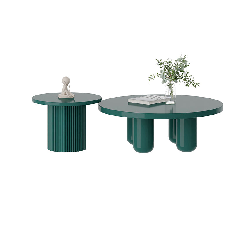 Contemporary Round Coffee Table Set Pedestal Wood Cocktail Table Green Clearhalo 'Coffee & Accent Tables' 'Coffee Tables' 'coffee_tables' 'furn' 'furn_coffee_tables' 'Furniture' 'Living Room Furniture' 7251649