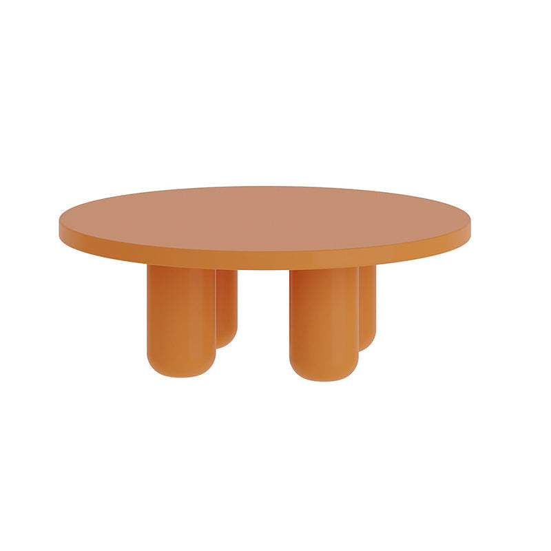 Contemporary Round Coffee Table Set Pedestal Wood Cocktail Table Orange Clearhalo 'Coffee & Accent Tables' 'Coffee Tables' 'coffee_tables' 'furn' 'furn_coffee_tables' 'Furniture' 'Living Room Furniture' 7251651