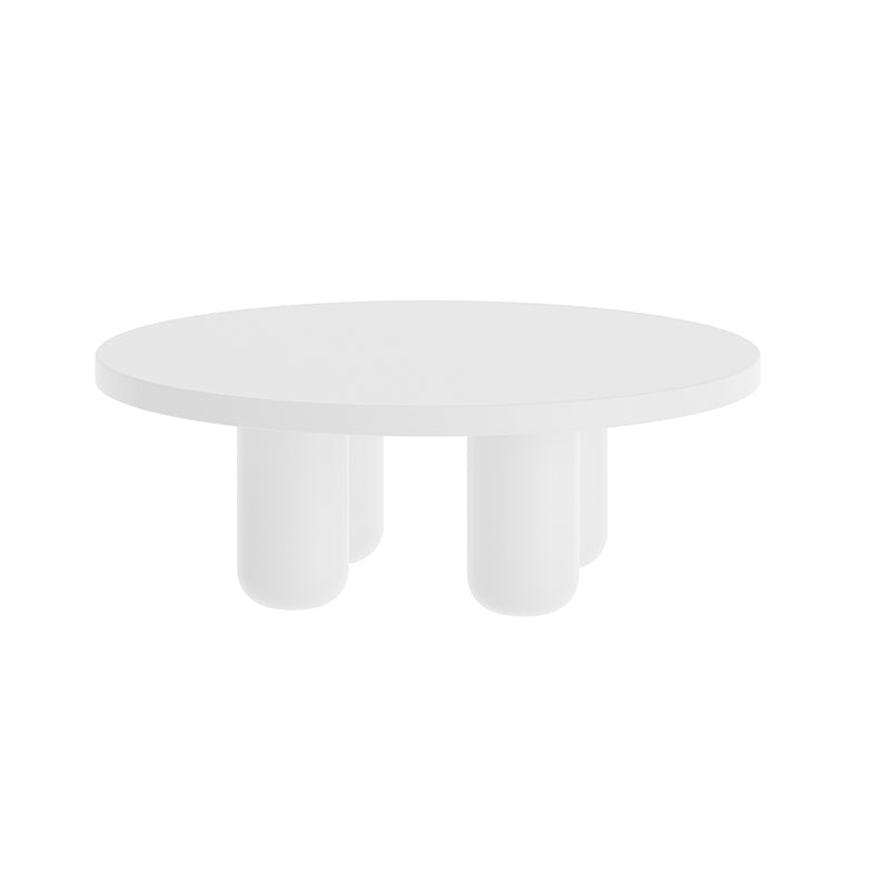 Contemporary Round Coffee Table Set Pedestal Wood Cocktail Table Cream Clearhalo 'Coffee & Accent Tables' 'Coffee Tables' 'coffee_tables' 'furn' 'furn_coffee_tables' 'Furniture' 'Living Room Furniture' 7251653