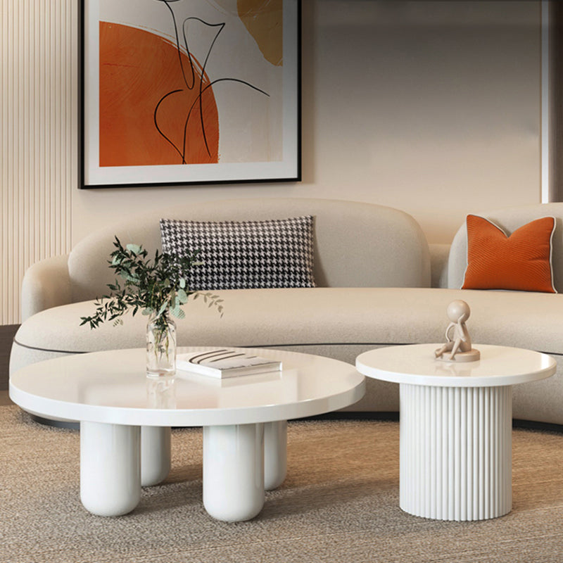Contemporary Round Coffee Table Set Pedestal Wood Cocktail Table Clearhalo 'Coffee & Accent Tables' 'Coffee Tables' 'coffee_tables' 'furn' 'furn_coffee_tables' 'Furniture' 'Living Room Furniture' 7251659