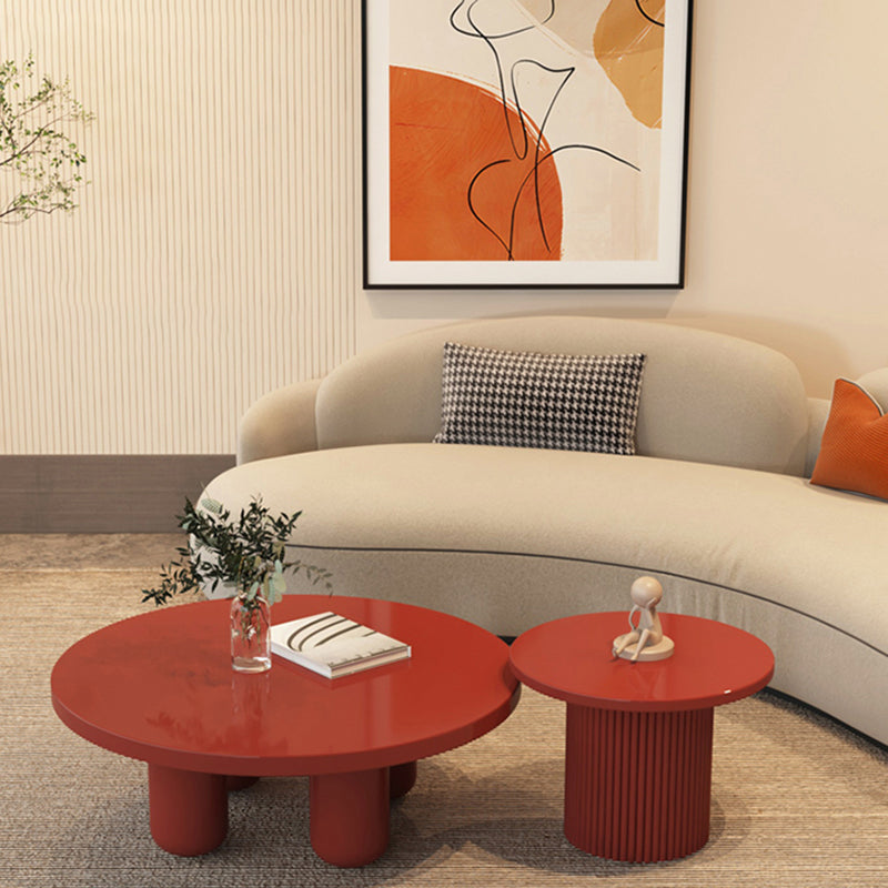 Contemporary Round Coffee Table Set Pedestal Wood Cocktail Table Clearhalo 'Coffee & Accent Tables' 'Coffee Tables' 'coffee_tables' 'furn' 'furn_coffee_tables' 'Furniture' 'Living Room Furniture' 7251661