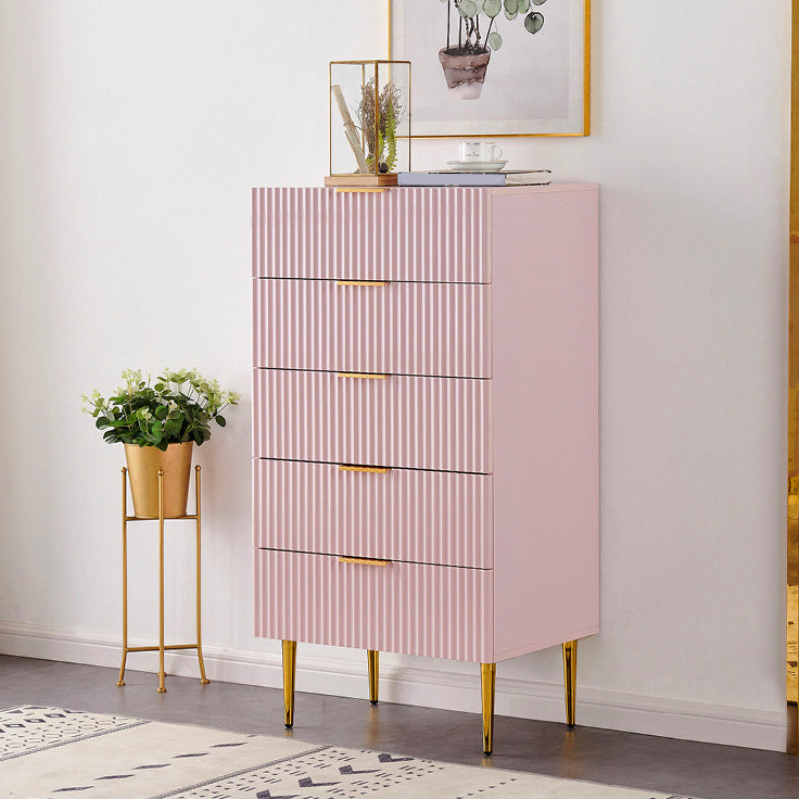 Classic Glam Storage Chest Manufactured Wood Dresser with 2/3/4/5/6 Drawers 24"L x 16"W x 45"H Pink Clearhalo 'Bedroom Furniture' 'Dressers & Chests' 'dressers_chests' 'furn' 'furn_dressers_chests' 'Furniture' 7252110