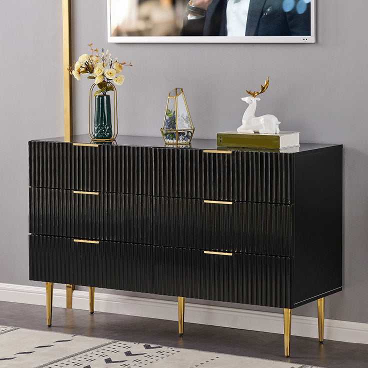 Classic Glam Storage Chest Manufactured Wood Dresser with 2/3/4/5/6 Drawers 47"L x 16"W x 30"H Black Clearhalo 'Bedroom Furniture' 'Dressers & Chests' 'dressers_chests' 'furn' 'furn_dressers_chests' 'Furniture' 7252112
