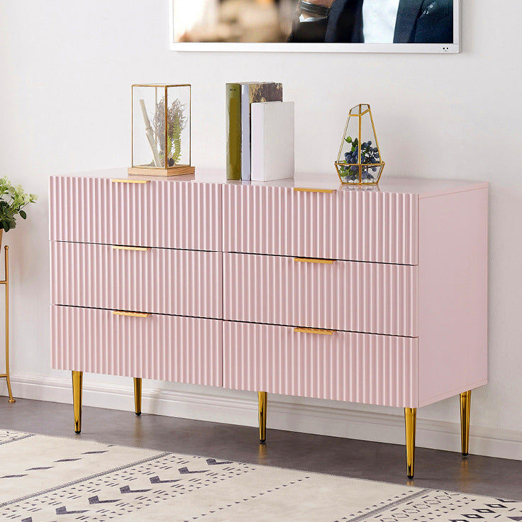 Classic Glam Storage Chest Manufactured Wood Dresser with 2/3/4/5/6 Drawers 47"L x 16"W x 30"H Pink Clearhalo 'Bedroom Furniture' 'Dressers & Chests' 'dressers_chests' 'furn' 'furn_dressers_chests' 'Furniture' 7252113