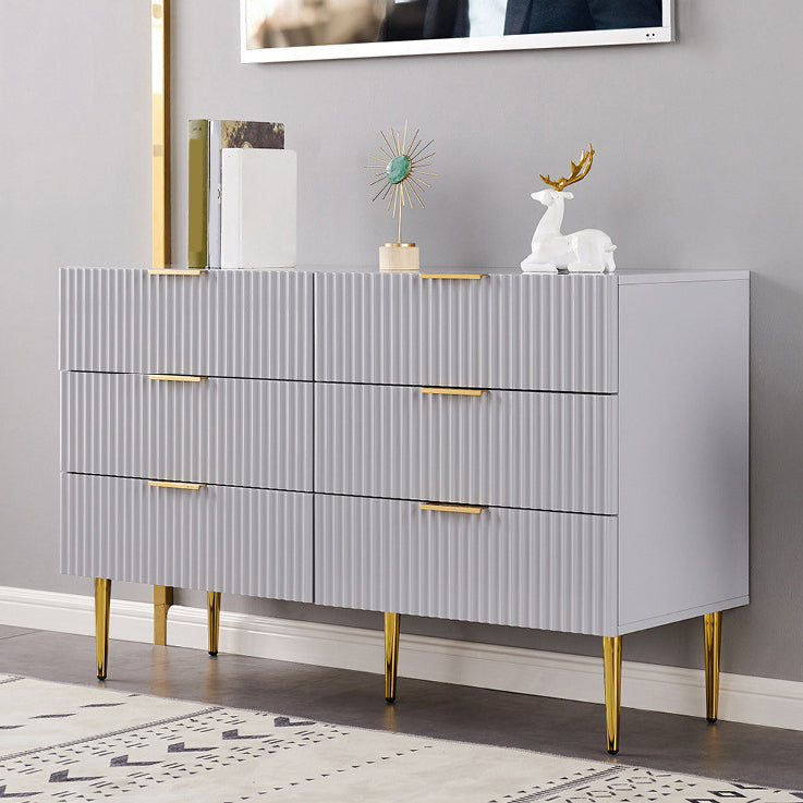 Classic Glam Storage Chest Manufactured Wood Dresser with 2/3/4/5/6 Drawers 47"L x 16"W x 30"H Grey Clearhalo 'Bedroom Furniture' 'Dressers & Chests' 'dressers_chests' 'furn' 'furn_dressers_chests' 'Furniture' 7252116