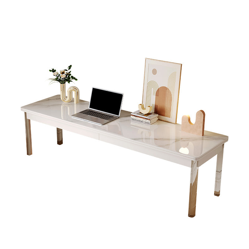Modern Rectangular Shaped Office Table Stone Writing Desk in White White Clearhalo 'furn' 'furn_office_desk' 'Furniture' 'Office Desks' 'Office Furniture' 'office_desk' 7252226
