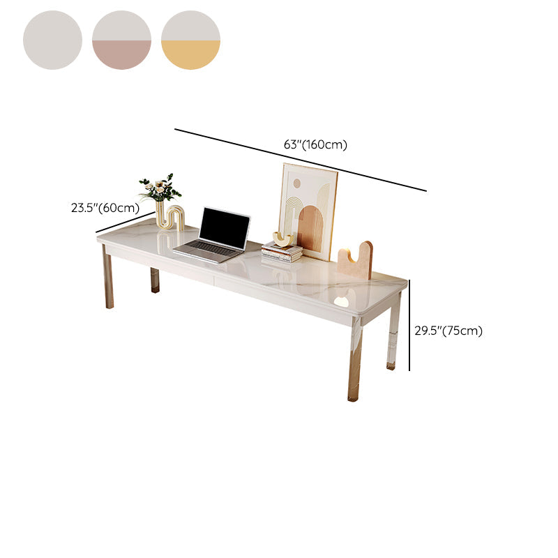 Modern Rectangular Shaped Office Table Stone Writing Desk in White Clearhalo 'furn' 'furn_office_desk' 'Furniture' 'Office Desks' 'Office Furniture' 'office_desk' 7252237